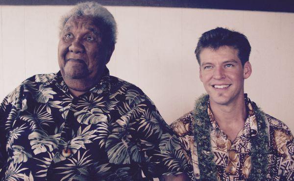 Justin with stepfather and lomilomi (Hawaiian massage) master Paka K.