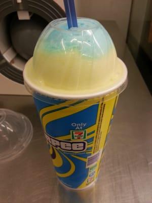 Lemon and blue raspberry slurpee