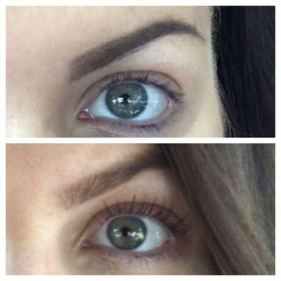 Lash Lift  and brow shape before and after