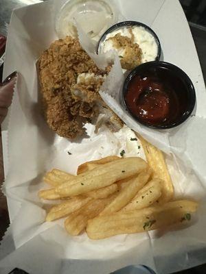 Catfish and fries. The catfish was seasoned well.