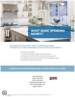 Want more spending money? See how you can benefit from today's low mortgage rates. If you're interested in refinancing your current mortgage