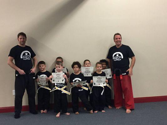 Our Skillz group earning new belts at their first evaluation!