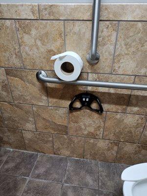 If you're lucky enough to have toilet paper the toilet paper holder is broken