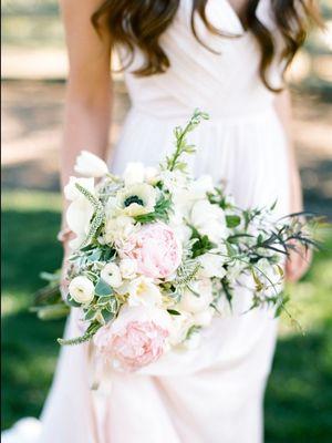 Glorious peony and anemone bridal bouquet Photo: Diana Marie Photography