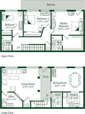 The Oak: 3 Bedroom; 2.4 Bathroom (Townhouse)