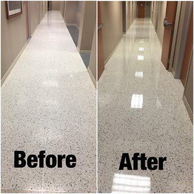 Terrazzo floor restoration and polishing