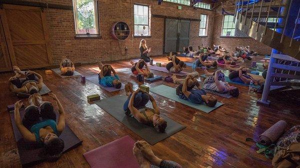 A yoga experience at Flow Space.