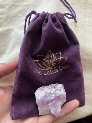 Raw kunzite with lil bag