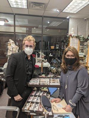 Cyril and Michelle choosing frames to add to our Traction Selection