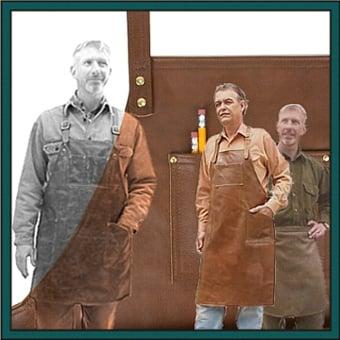 Large selection of Leather Shop Aprons. Standard weight and heavy duty. Big & Tall sizes available.