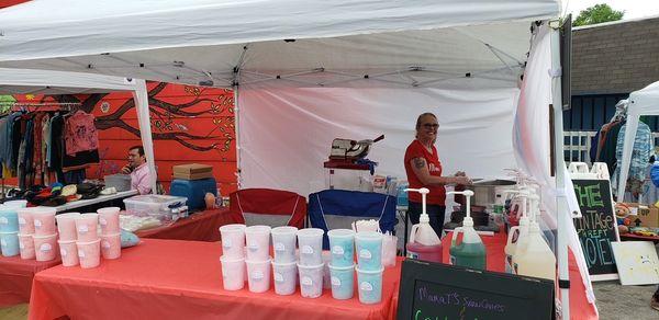 serving cotton candy and snowcones at an event