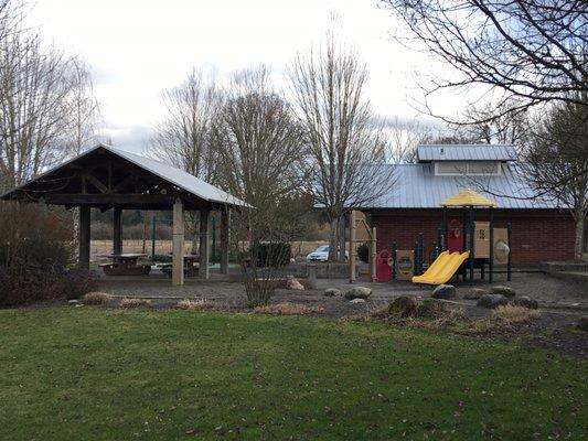 Toddler playground and splash pad/ sand box in summer