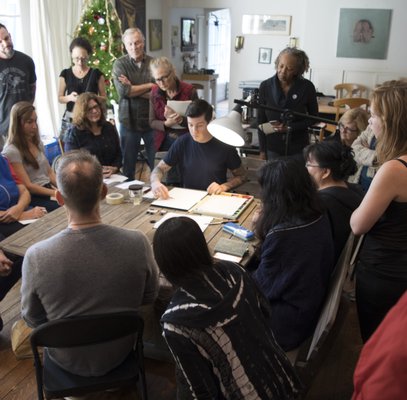 Nick Runge teaching a watercolor workshop in 2017