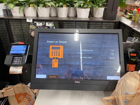 Fairly new self check out equipment. Doesn't accept Apple Pay or any type of touch less pay.