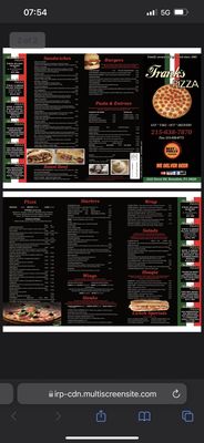 Their online menu from their website