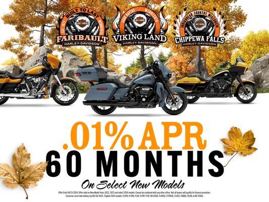 The leaves are changing & so did our Finance Promo! Through Sept 21st at FHD - lock in .01% APR for 60 months. See ad for disclaimer