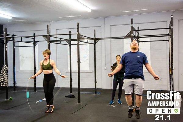 Husband and I working out together