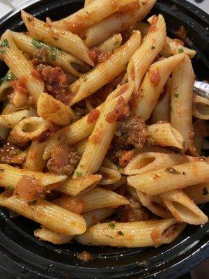 The penne bolognese.