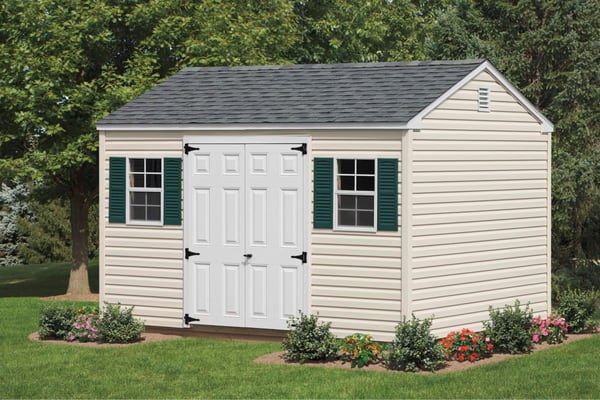 Standard A Frame sheds are available in vinyl or painted models