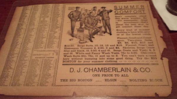 Really neat placemats of old newspaper