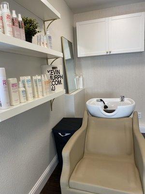 Backwash shampoo station, amazingly comfortable. Protecting your neck from the old fashioned style shampoo bowls. 
 Come check it out!