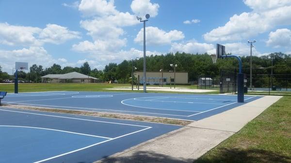 Two B-Ball courts, two volleyball courts, & two tennis courts