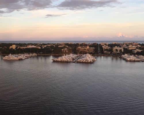 Palm Beach and the Atlantic Ocean across the Intracoastal Waterway.