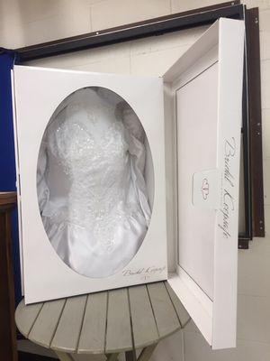 We specialize in cleaning wedding gowns and can help you preserve your special dress by putting it in a keepsake box.