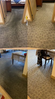 Before and after images of carpet cleaning