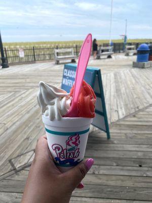 Cherry Ice with vanilla soft serve.