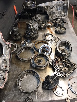 We disassemble every transmission entirely and throughly inspect all parts before any rebuild is done . We take pride in our work .