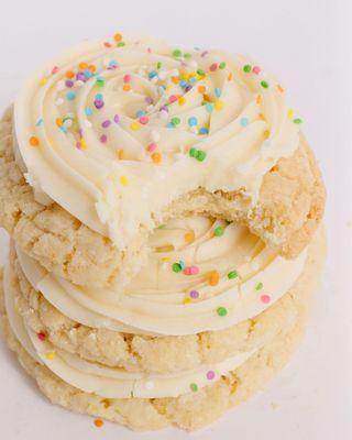 sugar chip™ -- Chip Cookie's signature sugar cookie topped with our famous cream cheese frosting + topped with sprinkles