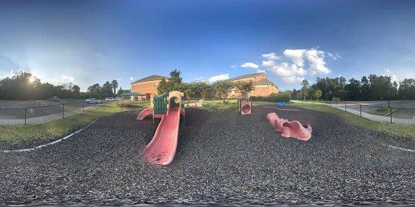 Panorama of outdoor playground at Kingsway Childcare & Learning Center