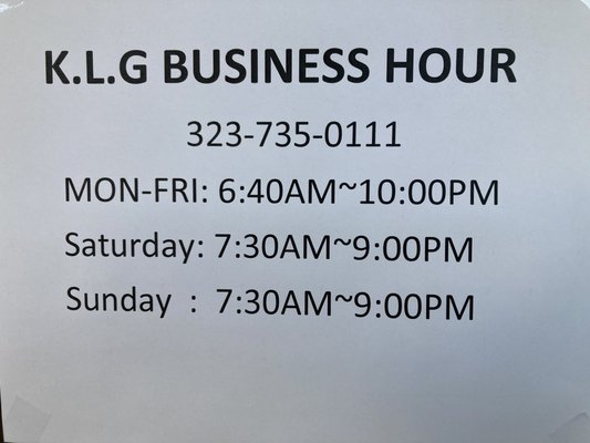 2023 Business Hours