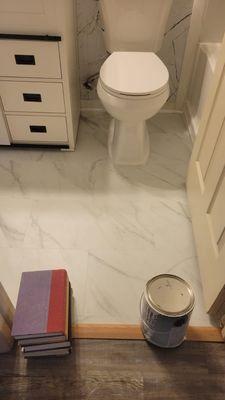 A beautiful lvp floor in my bathroom.