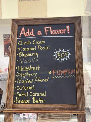 Flavor menu