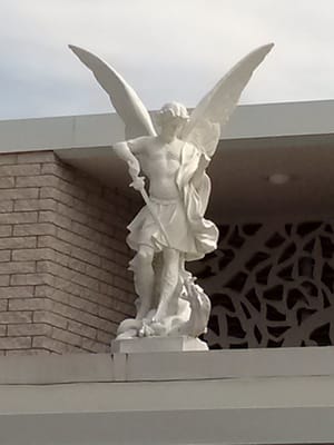 Statue of Saint Michael over the main entrance..