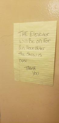 Hand written sign on elevator.... LIED!!!