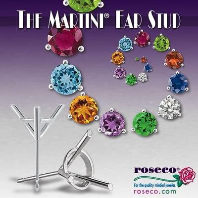 Martini Earring: Round 3-prong tapered setting lets stone float in the ear. Sold in gold & platinum in popular sizes.