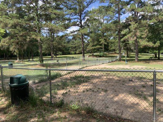 Dog park areas, small and large dogs