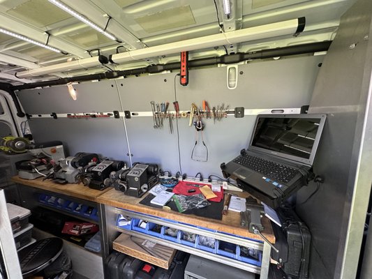 Active Locksmith work bench.