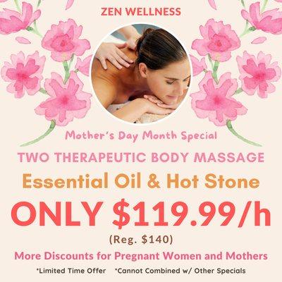 Two Therapeutic Body Massage ONLY $119.99/h (Reg. $140)