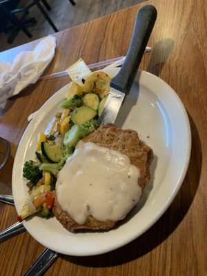 55+ chicken fried steak and vegetable medley