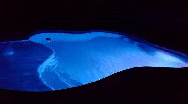 Our pool at night! love our Color LED light!