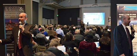 Daniel speaking at public SF Rent Control workshop, hosted multiple times per year.