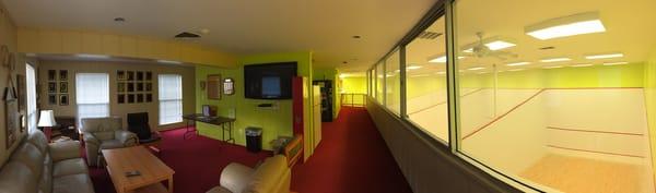 Lounge and squash viewing area/ walkway.