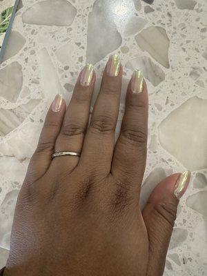 Gel manicure with chrome