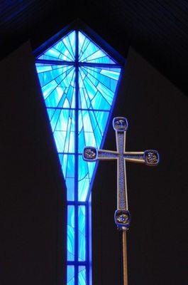 Stained glass in the sanctuary.