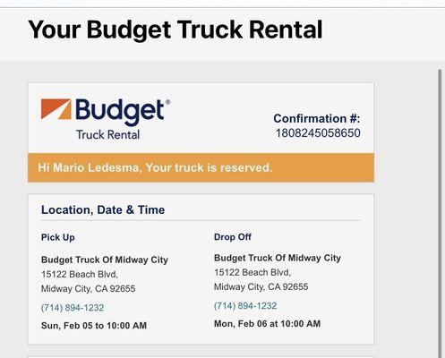 Budget Truck Rental