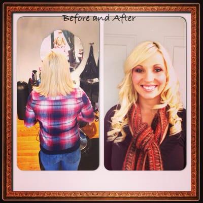 Before and after hotheads hair extensions!!!